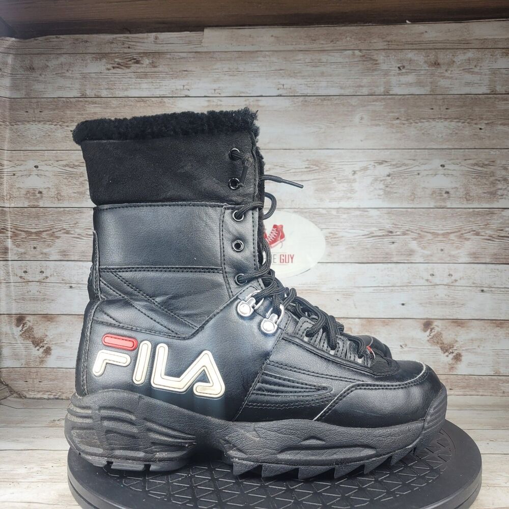 Fila Disruptor Women’s Size 8 Black Faux Fur Lined Winter Boots